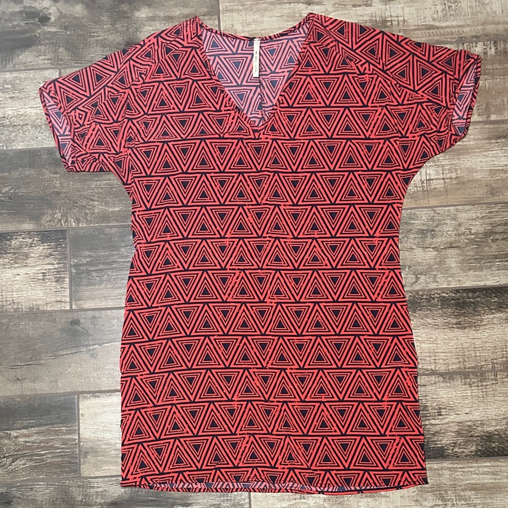 My Beloved Red and Black Geometric Dress